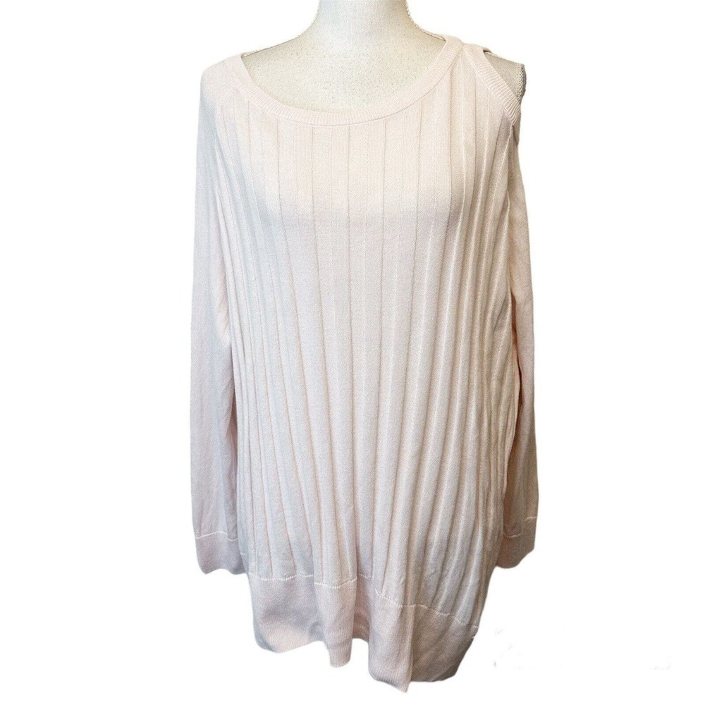 PLANET by Lauren G Womens Pima Modal Sweater Cutout‎ Shoulder Baby Pink One Size